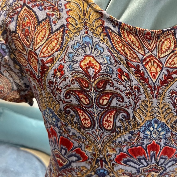 RAGA Blue Brown Sheath Midi Dress with Flutter Cap sleeves. - Picture 4 of 13